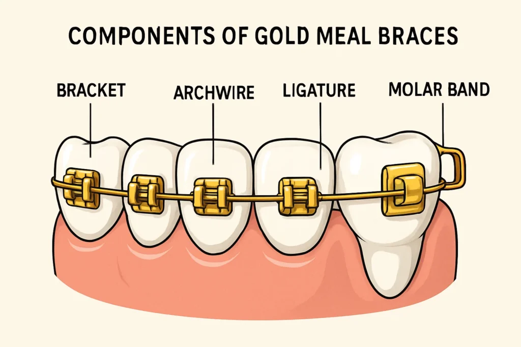 gold metal braces