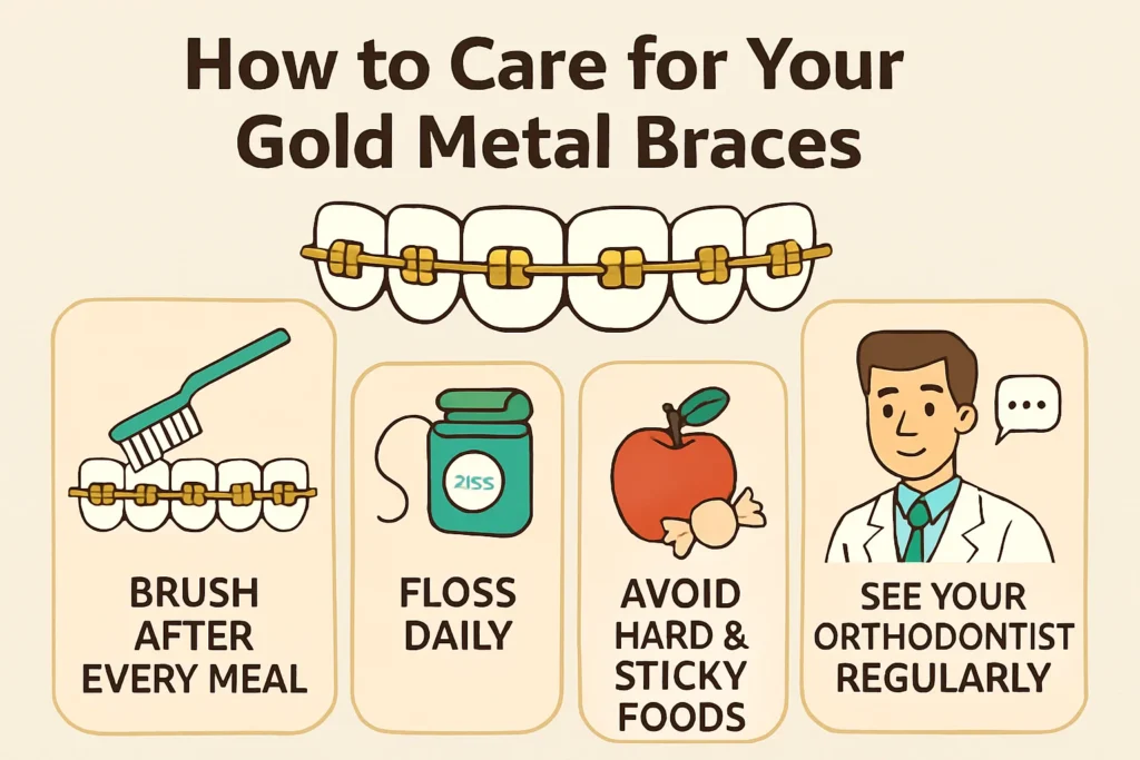 gold metal braces